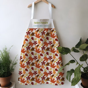 Falling Leaves Thanksgiving Family Cooking Crew Apron