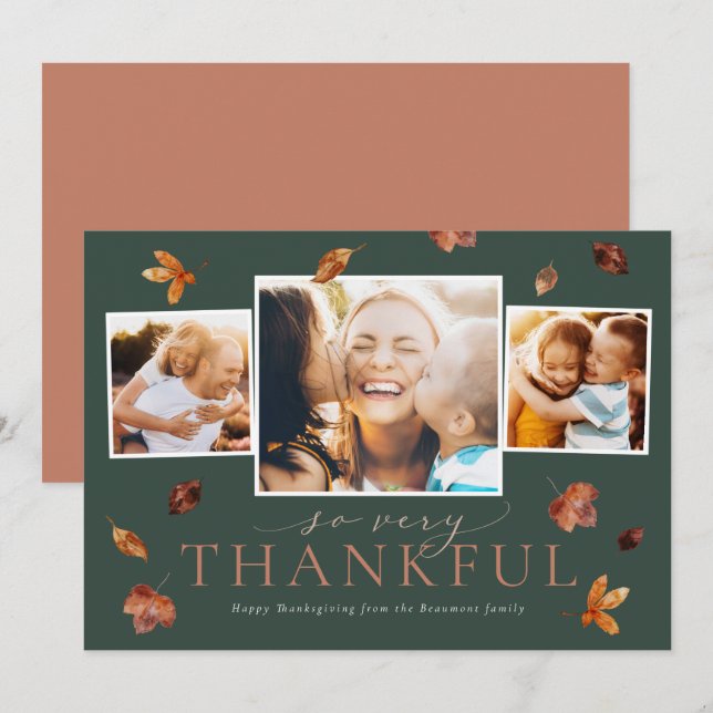Falling Leaves Thanksgiving Photo Card (Front/Back)