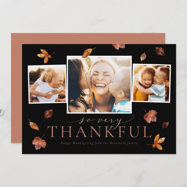 Falling Leaves Thanksgiving Photo Card (Front/Back)