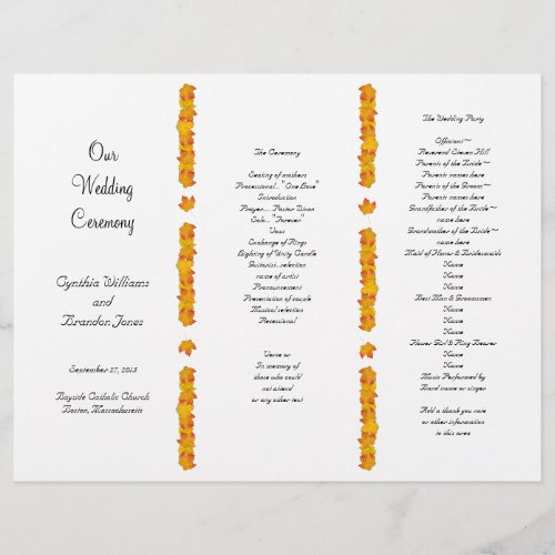 Falling Leaves Tri_Fold Divided Program Template