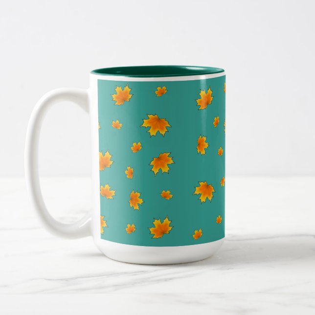 Falling Leaves Two-Tone Coffee Mug (Left)