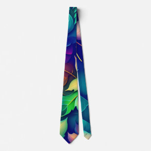 Falling leaves Violet Gradient Rainbow Pattern Neck Tie