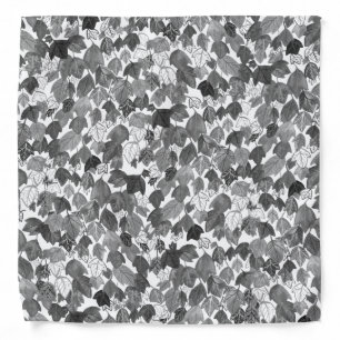 Falling Leaves Watercolor Black White Bandana