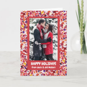 Falling Leaves Watercolor CUSTOM PHOTO Holiday Card