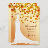 Falling leaves, Wedding gown Bridal Shower Invite (Front/Back)