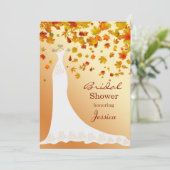 Falling leaves, Wedding gown Bridal Shower Invite (Standing Front)