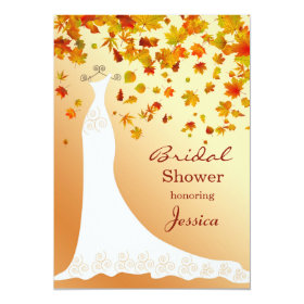 Falling leaves, Wedding gown Bridal Shower Invite