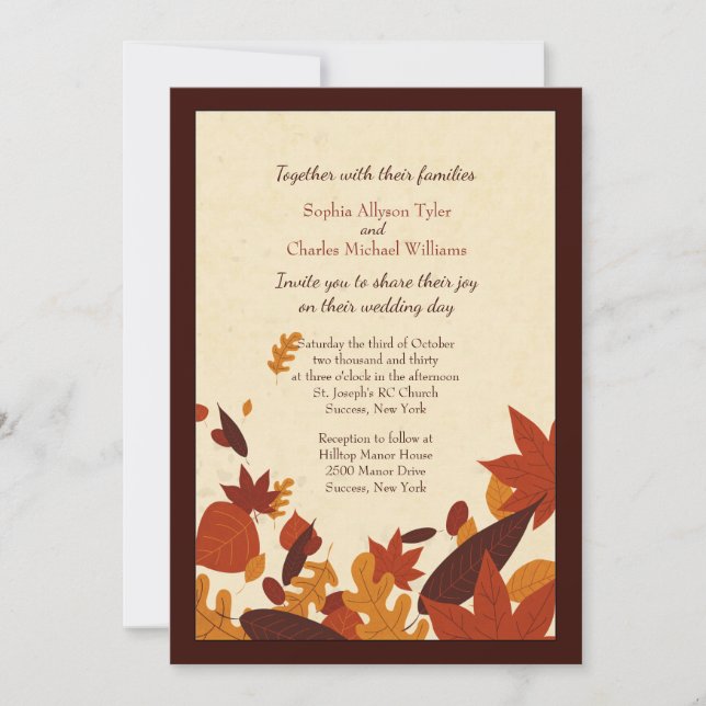Falling Leaves Wedding Invitations (Front)