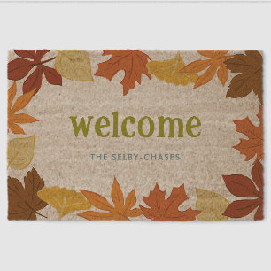 Falling Leaves Welcome Fiber Doormat
