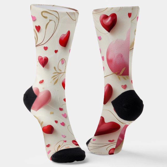 Falling Like Hearts Socks (Angled)