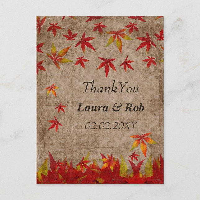falling maple leaves ThankYou Cards (Front)