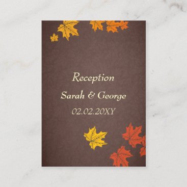 falling maple leaves  wedding Reception   Cards