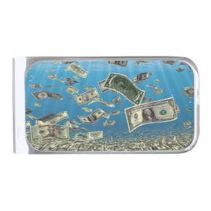 Falling Money Silver Finish Money Clip