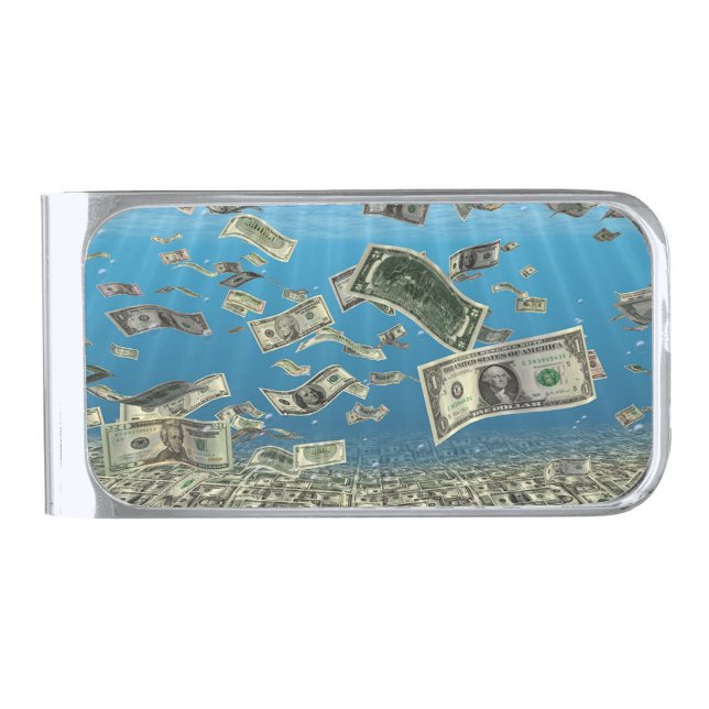 Falling Money Silver Finish Money Clip (Floating dollar bills!)
