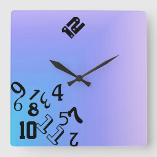 Falling Numbers Square Wall Clock
