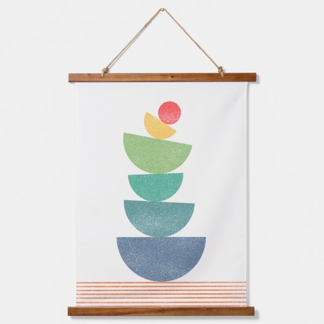 Falling orange abstract mid century hanging tapestry (Front)
