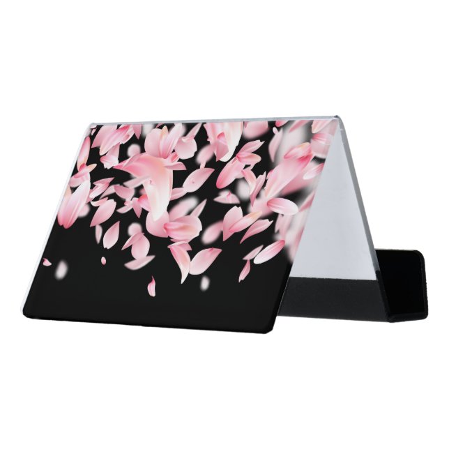 Falling petals desk business card holder (Angled Back)