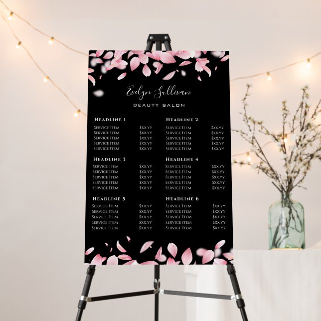Falling Petals Price List Foam Board (In Situ (Stand))
