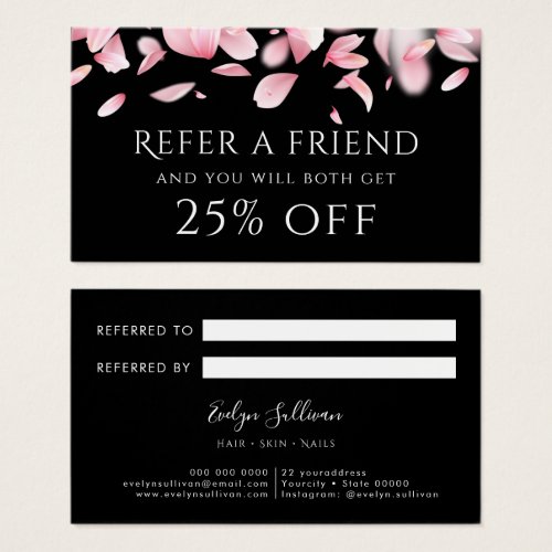 Falling petals referral card