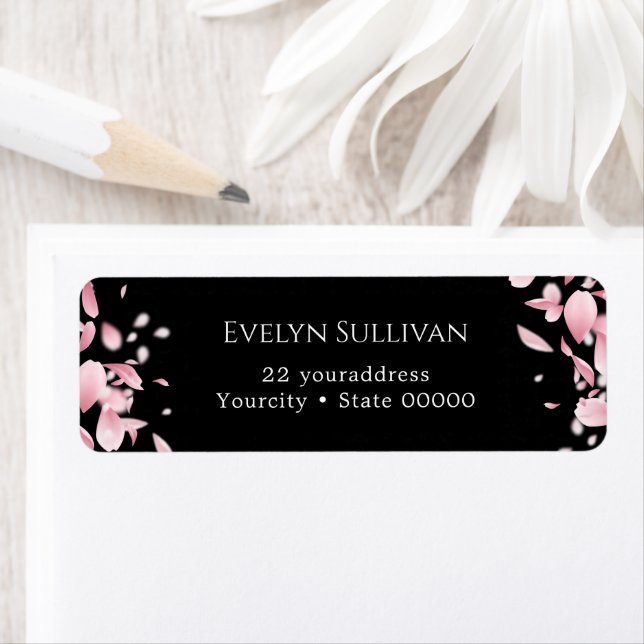 Falling petals return address label (Insitu)