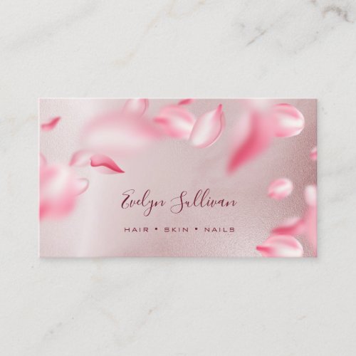 Falling Petals Rose Gold Foil business card