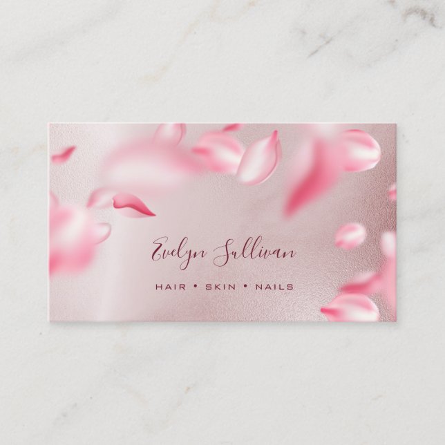 Falling Petals Rose Gold Foil business card (Front)