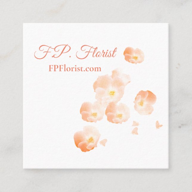 Falling Petals Square Business Card (Front)