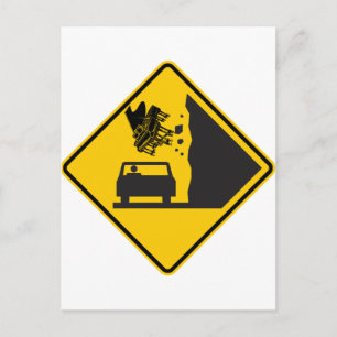 Falling Piano Zone Highway Sign Postcard