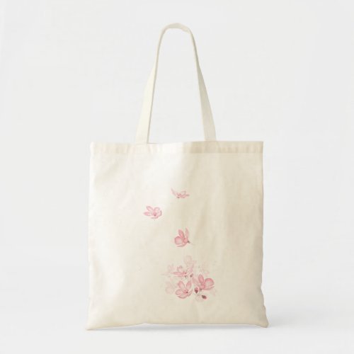 falling pink cherry blossom flower watercolor 2019 tote bag