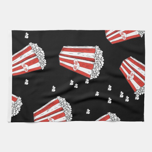 Falling Popcorn Pattern Kitchen Towel (Horizontal)