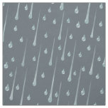 Falling Raindrops Cute Rainy Day Dark Gray Fabric