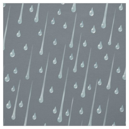 Falling Raindrops Cute Rainy Day Dark Gray Fabric