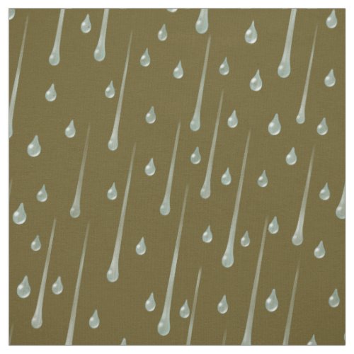 Falling Raindrops Cute Rainy Day Dark Sepia Fabric