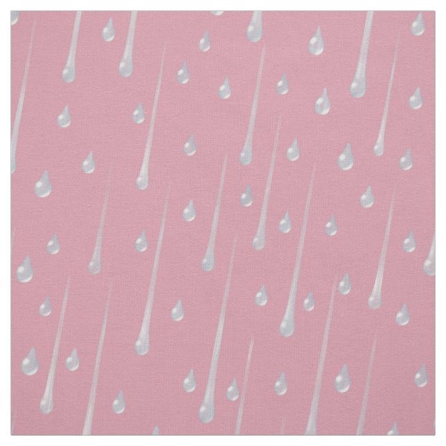 Falling Raindrops Cute Rainy Day Dusky Pink Fabric (Swatch)