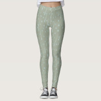 Falling Raindrops Cute Rainy Day Olive Green