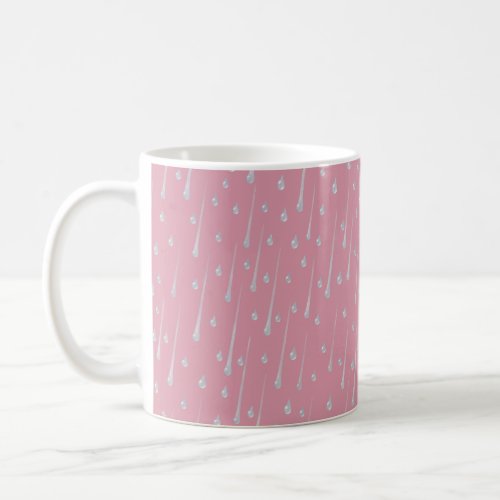 Falling Raindrops Cute Rainy Day Rose Pink Coffee Mug
