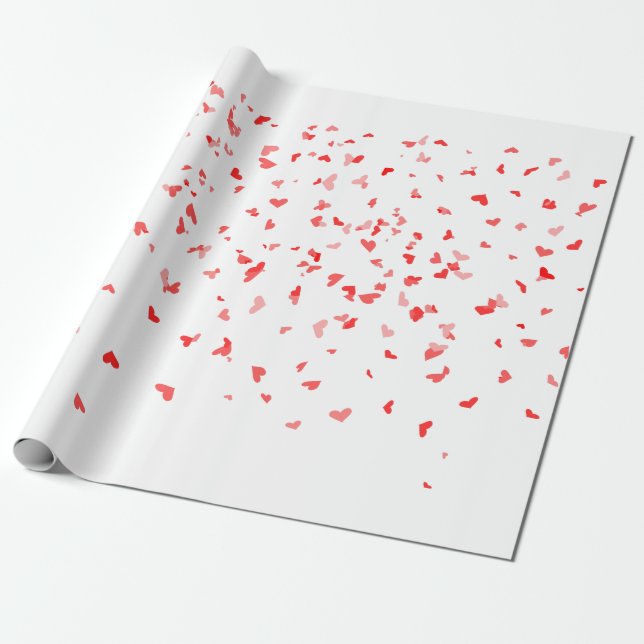 Falling red Hearts all over Wrapping Paper (Unrolled)