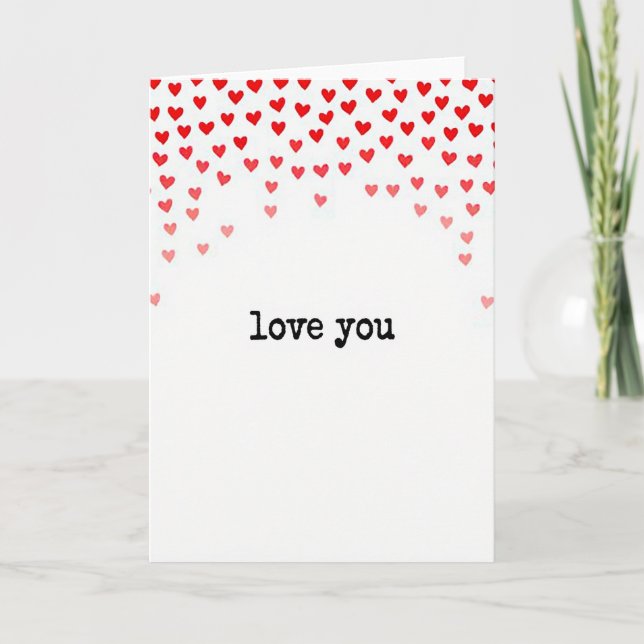 Falling Red Hearts Love You Card (Front)