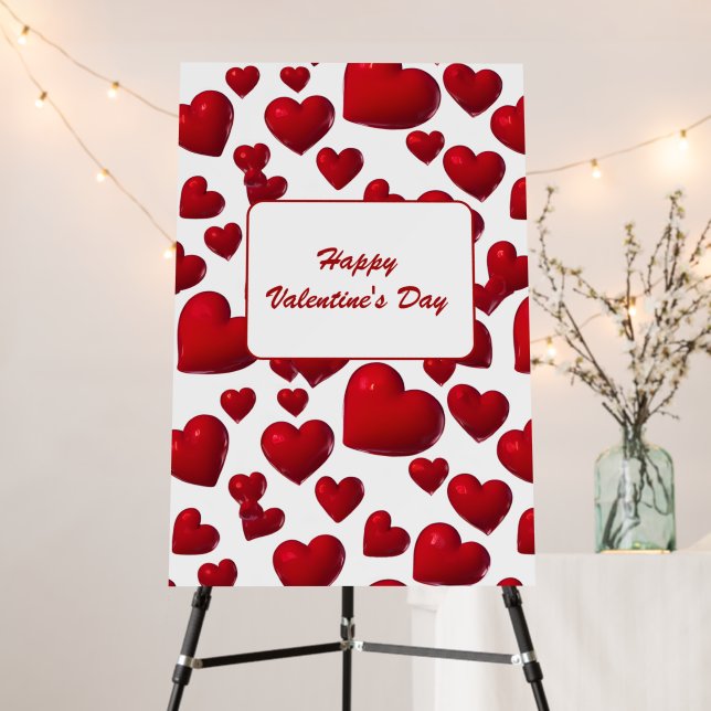 Falling Red Hearts Valentine Pattern Foam Board (In Situ (Stand))