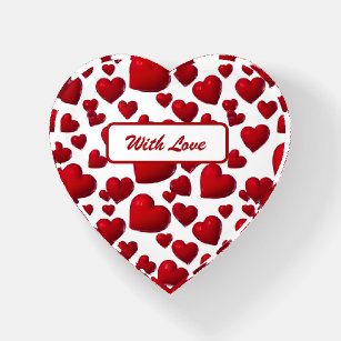 Falling Red Hearts Valentine Pattern Paperweight