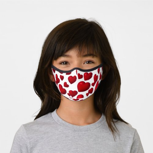Falling Red Hearts Valentine Pattern Premium Face Mask