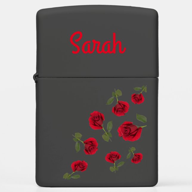 Falling red roses zippo lighter (Front)