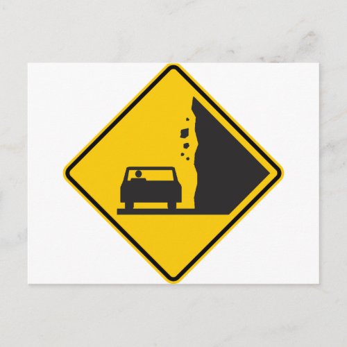 Falling Rock Zone Highway Sign Postcard