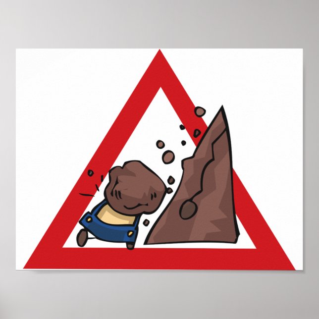 Falling Rocks Road Sign Poster (Front)