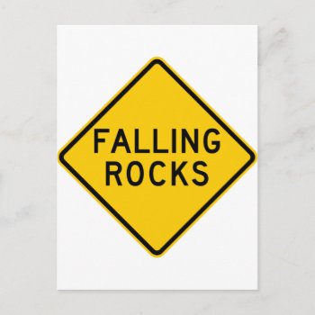 Falling Rocks Zone Highway Sign Postcard by wesleyowns at Zazzle