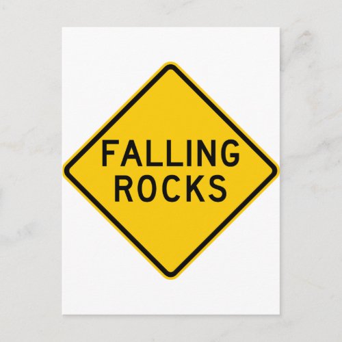 Falling Rocks Zone Highway Sign Postcard