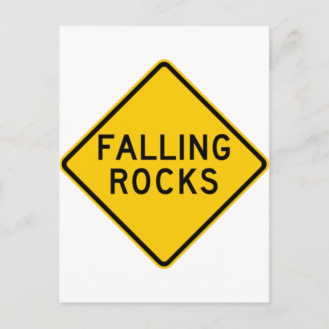 Falling Rocks Zone Highway Sign Postcard (Front)