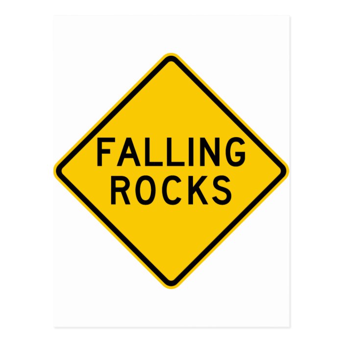 Falling Rocks Zone Highway Sign Postcards