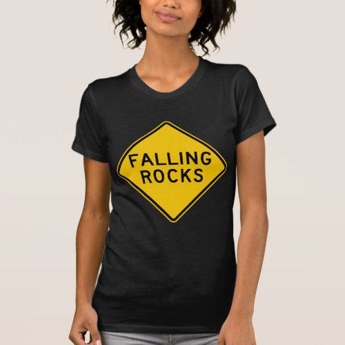 Falling Rocks Zone Highway Sign T_Shirt