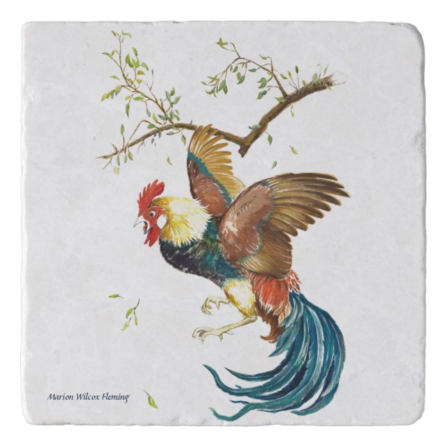 Falling Rooster Trivet (Front)